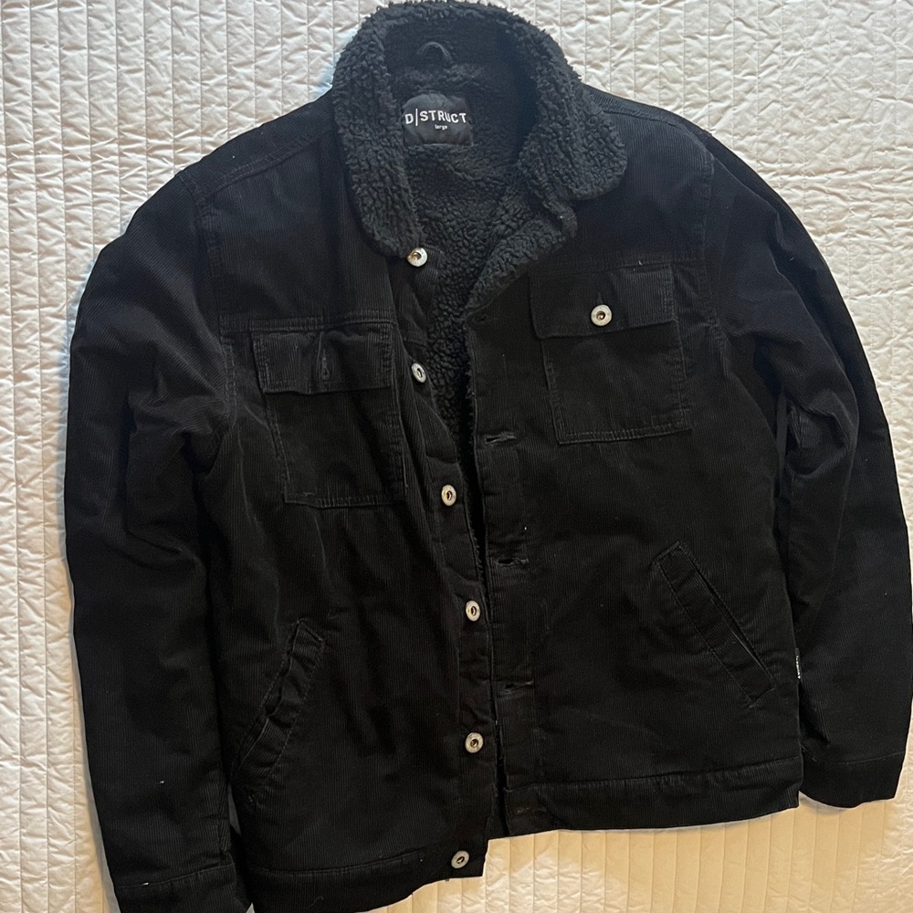 District Black Corduroy Sherpa-Lined Field Jacket